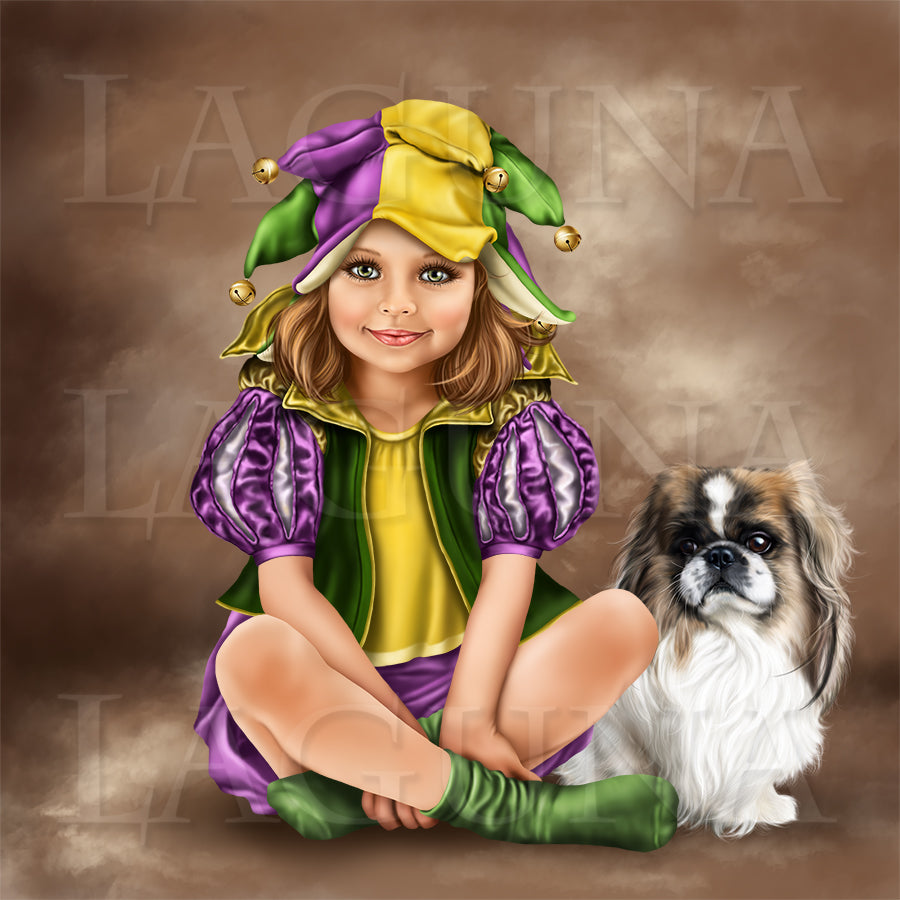 Girl with Pekingese