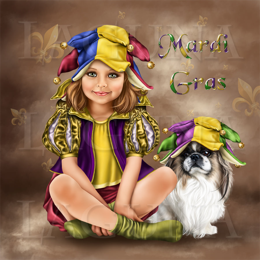 Girl with Pekingese