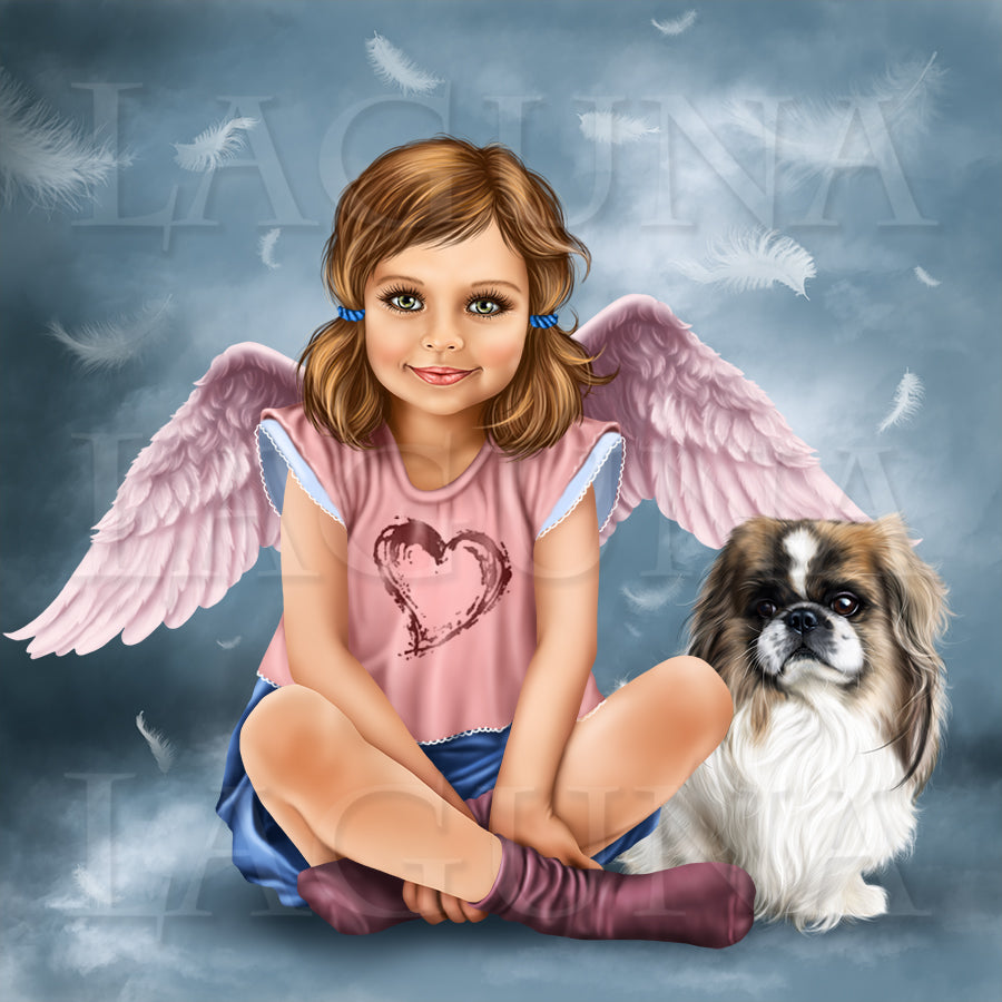 Girl with Pekingese