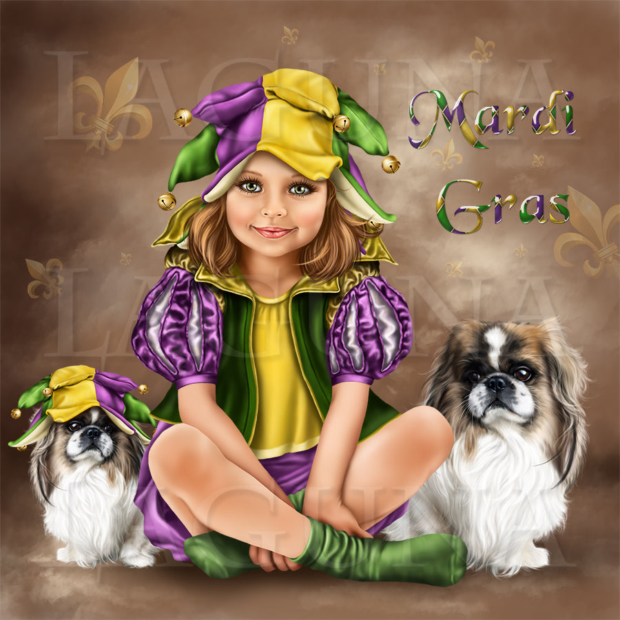 Girl with Pekingese