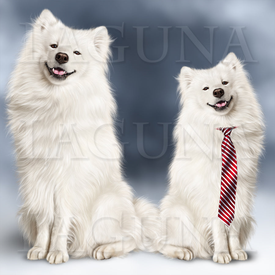 Girl with Samoyed Dog