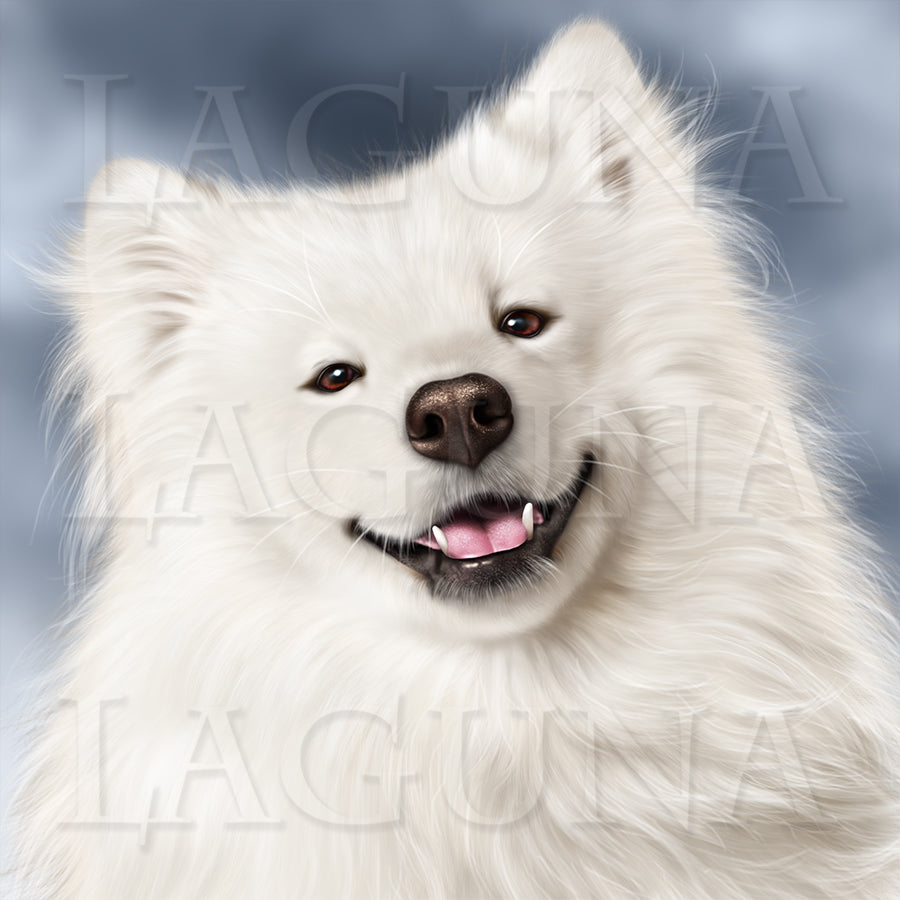 Girl with Samoyed Dog