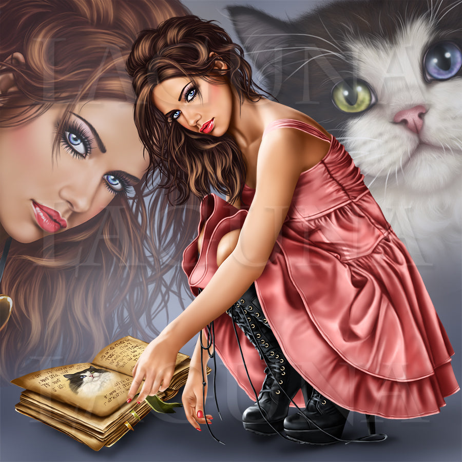 Gothic Girl with a Cat