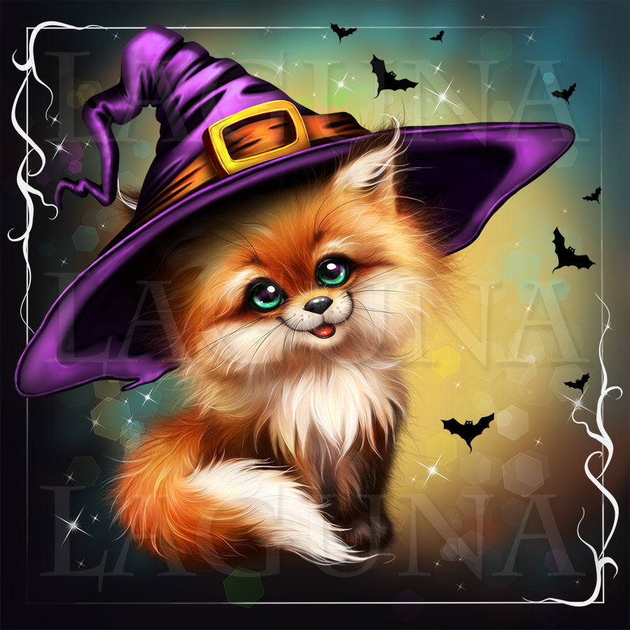 Halloween Fox Riding a Broom