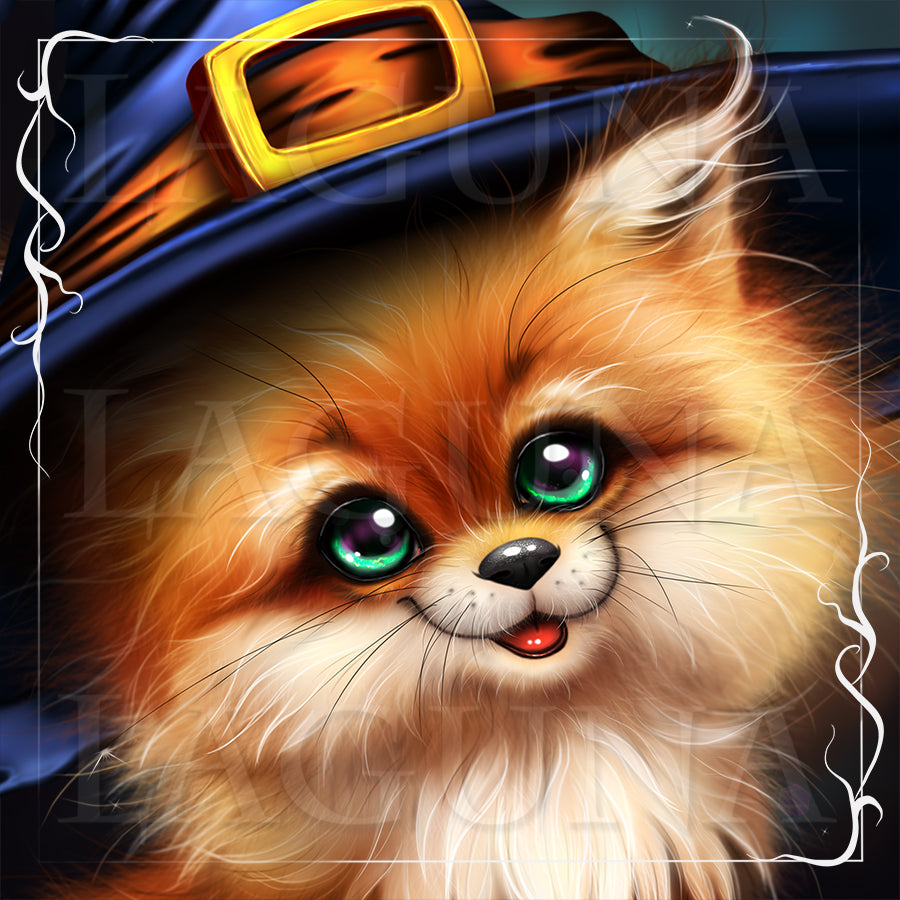 Halloween Fox Riding a Broom