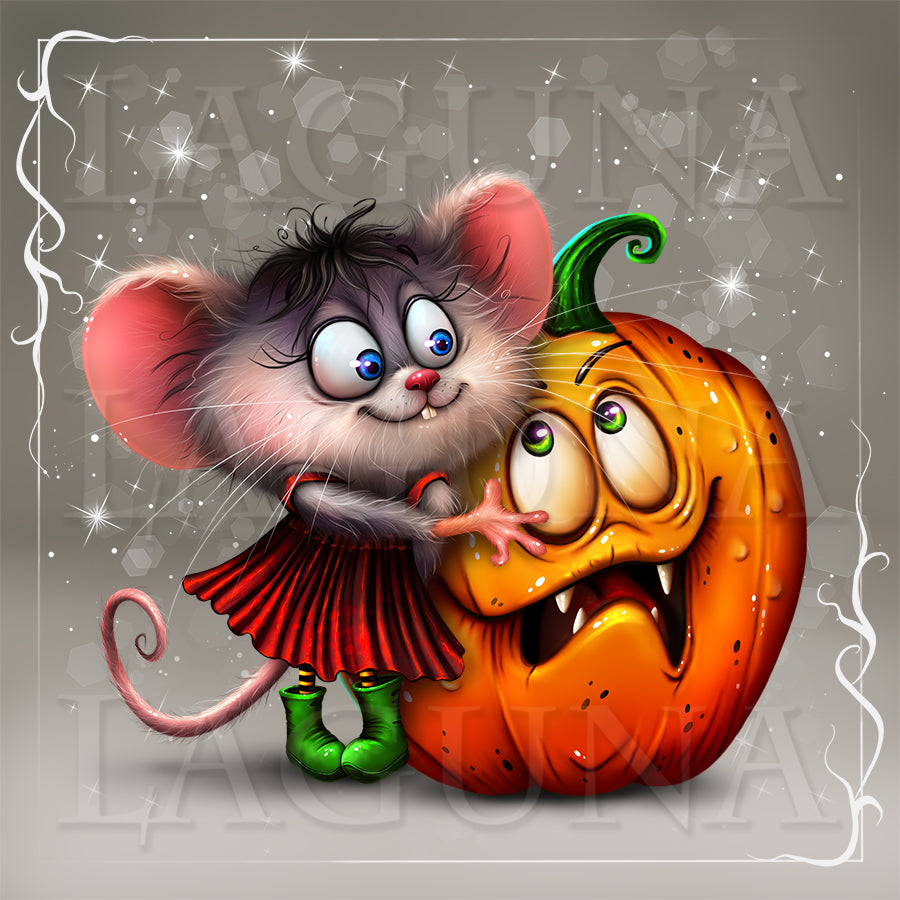 Halloween Mouse with Pumpkin