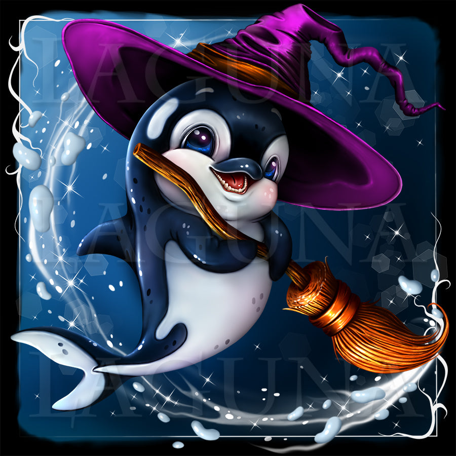 Halloween Orca with Broom