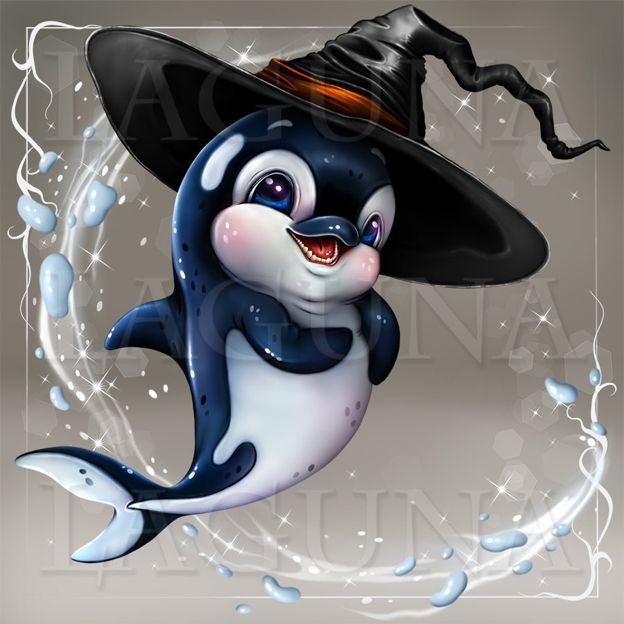Halloween Orca with Broom