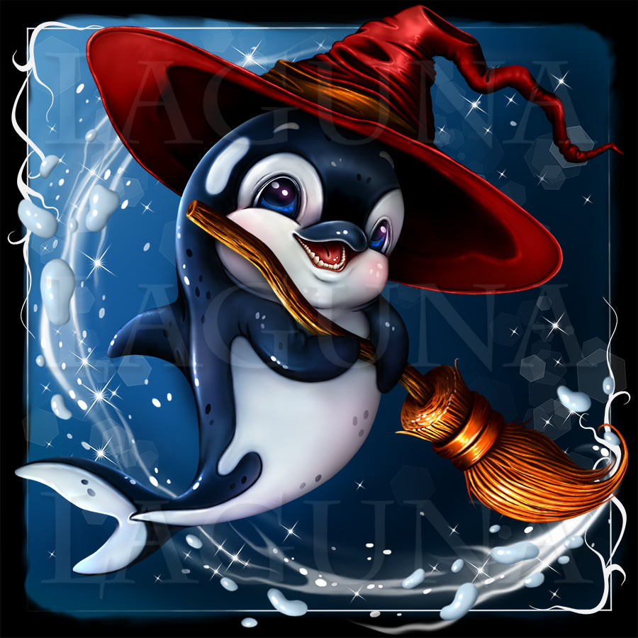 Halloween Orca with Broom