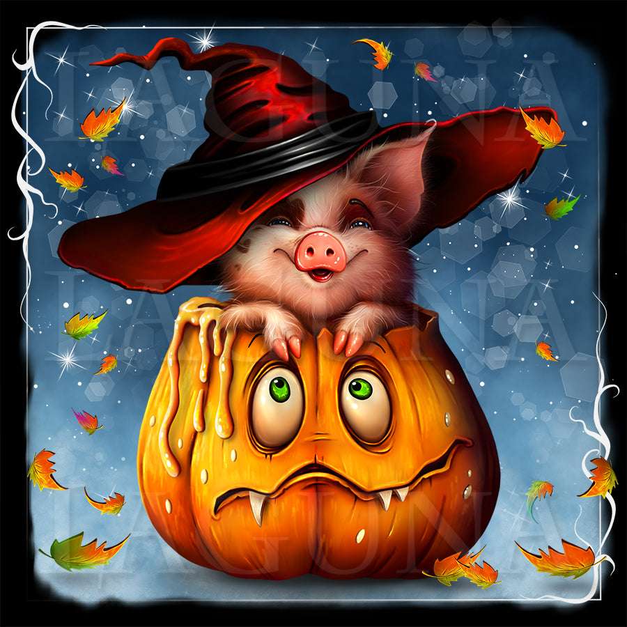 Halloween Piggy in Pumpkin