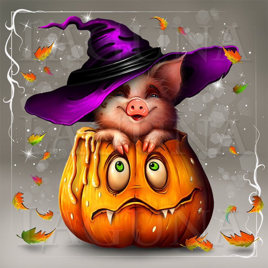 Halloween Piggy in Pumpkin