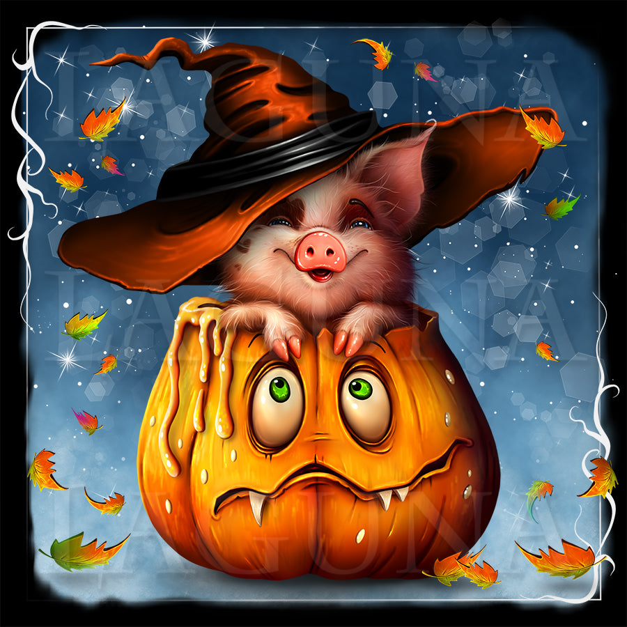 Halloween Piggy in Pumpkin