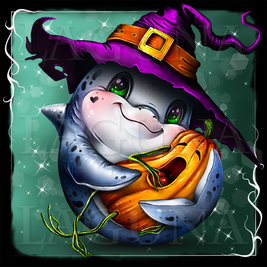 Halloween Shark with Baby Pumpkin