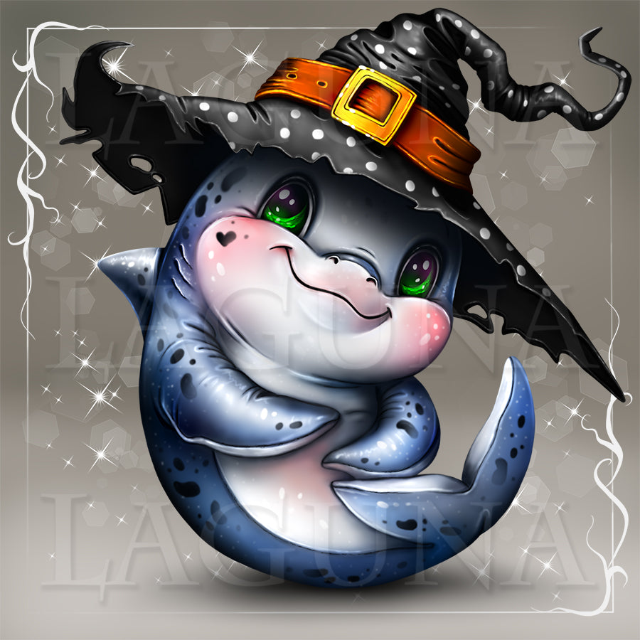 Halloween Shark with Baby Pumpkin