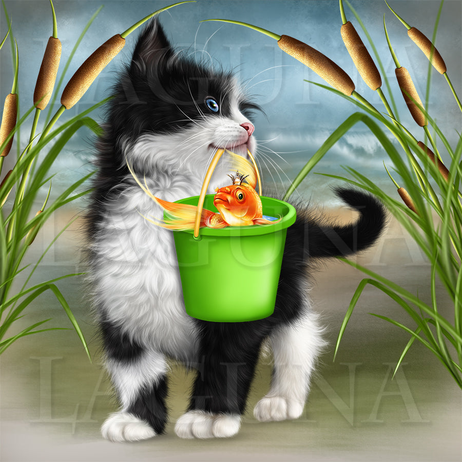 Kitten and Goldfish