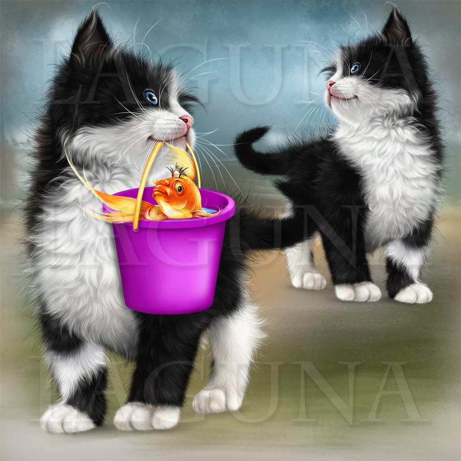 Kitten and Goldfish