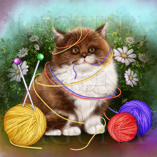 Kitty and Balls of Wool