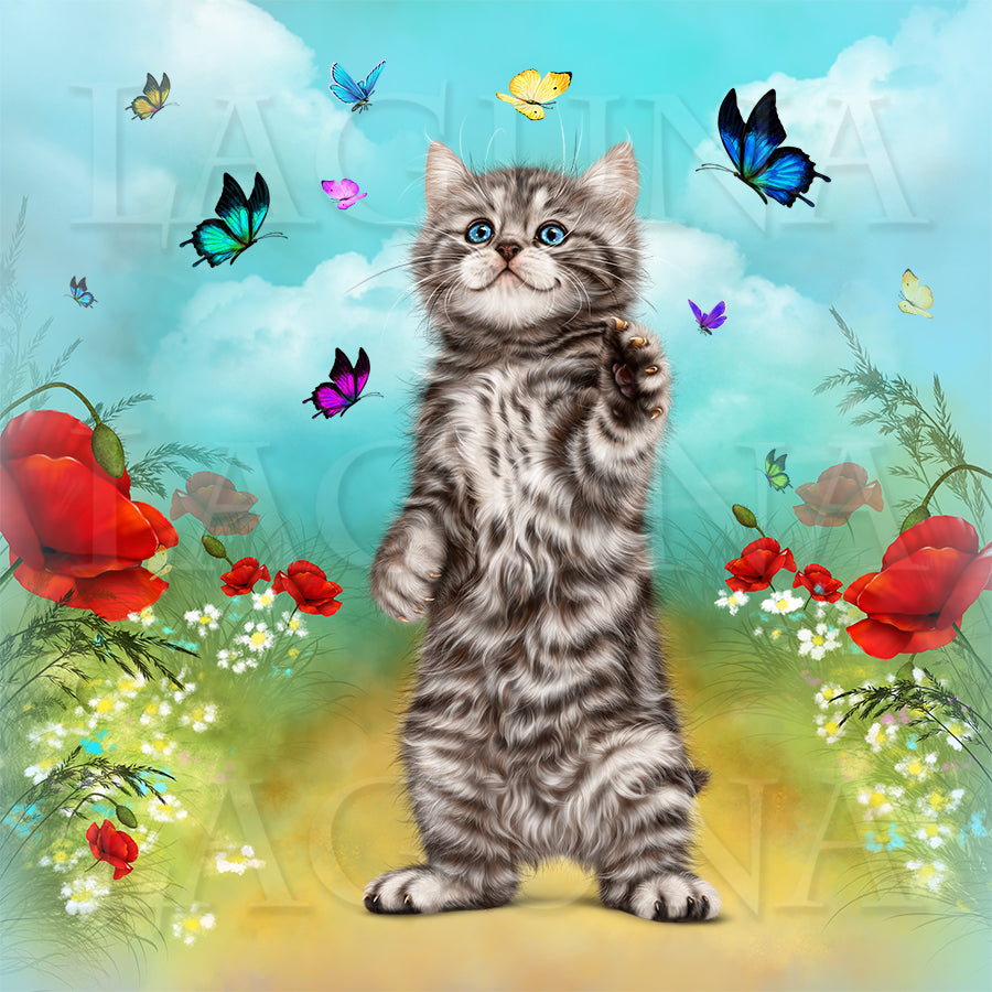 Kitty with Flowers