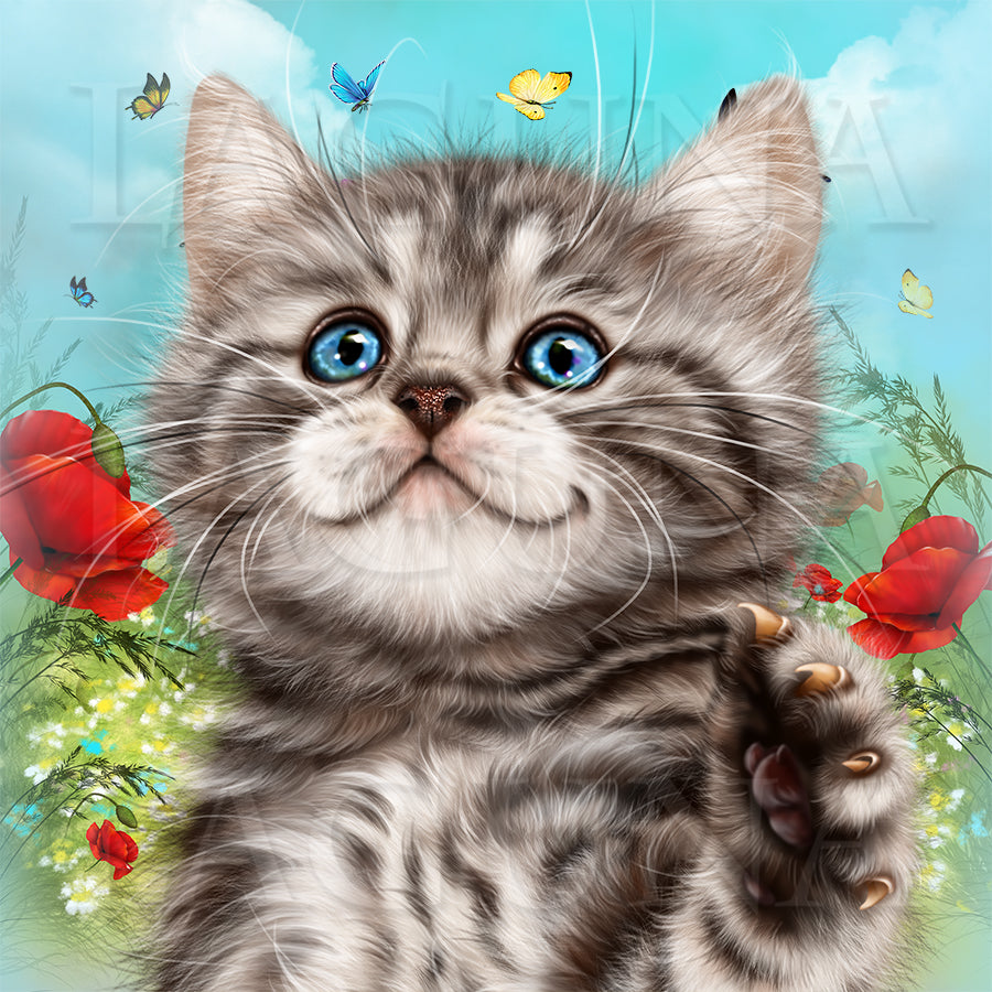 Kitty with Flowers