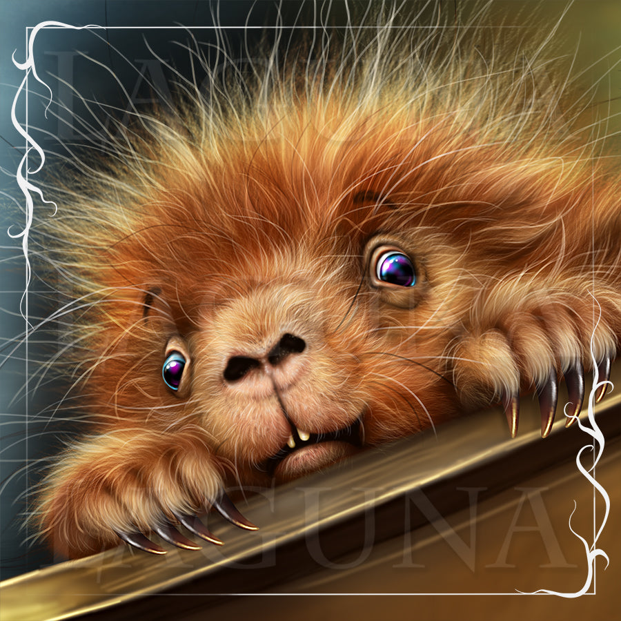 Leprechaun Baby Porcupine in the Cart with Gold