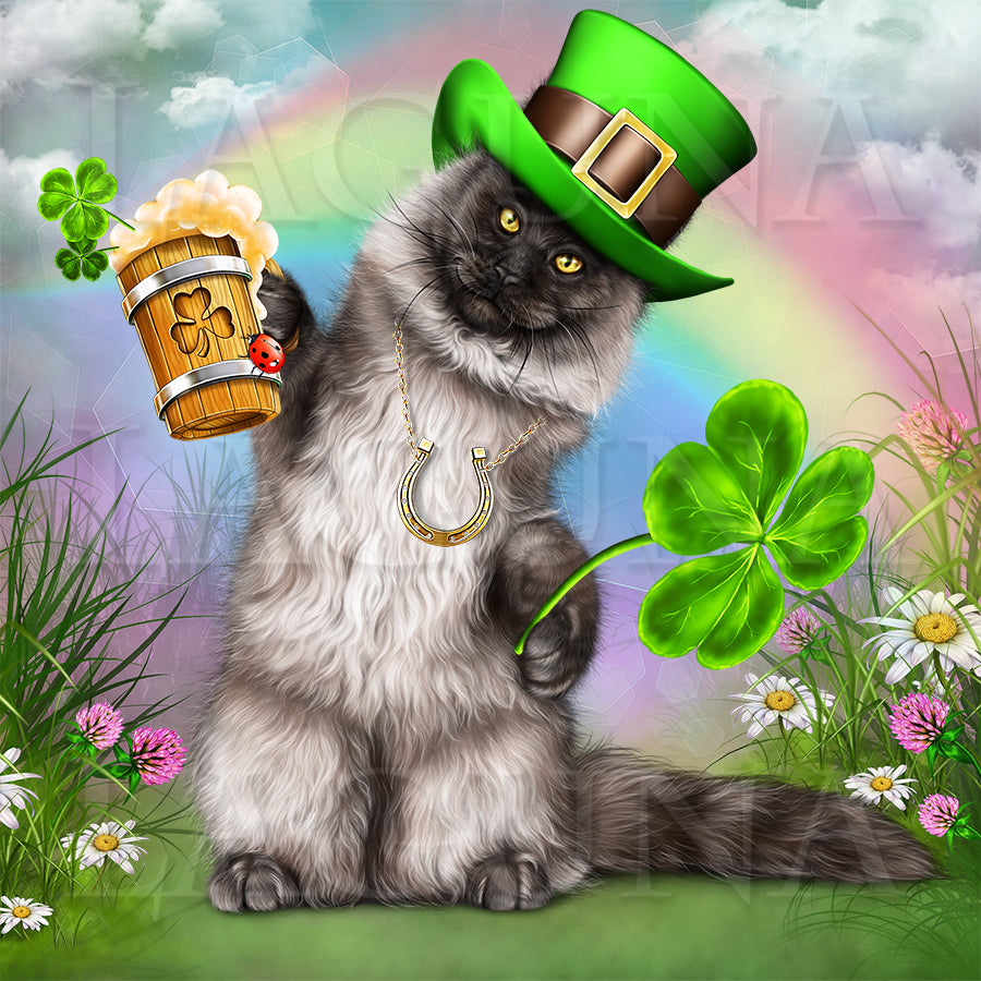 Leprechaun Cat with Beer