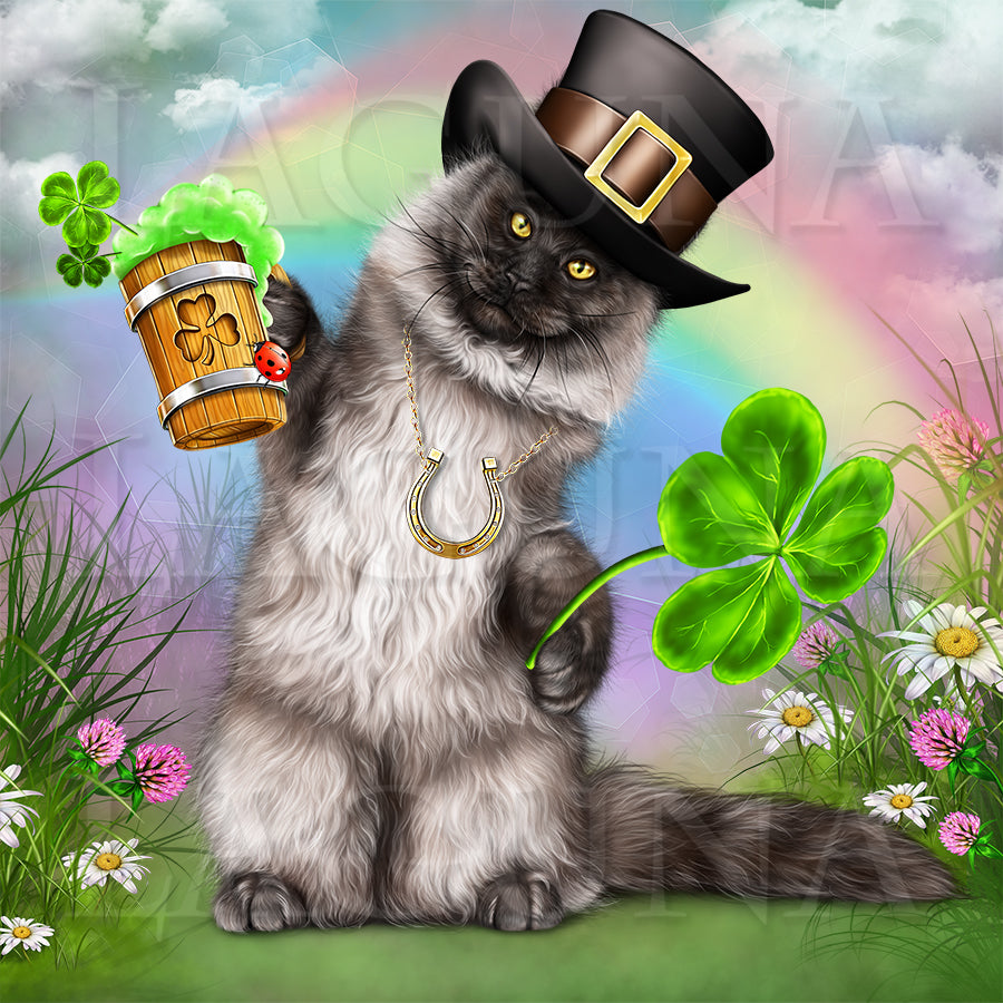 Leprechaun Cat with Beer