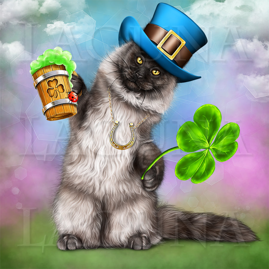 Leprechaun Cat with Beer