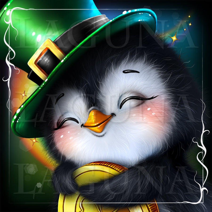 Leprechaun Penguin with Coin