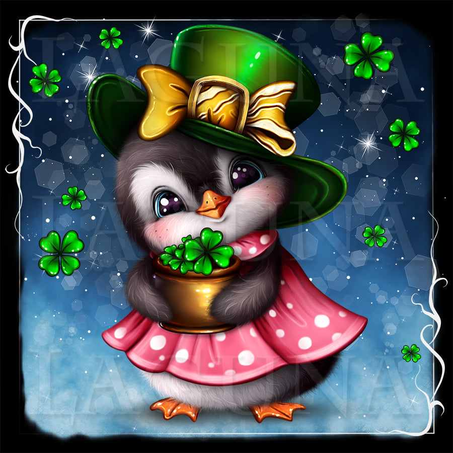 Leprechaun Penguin with Shamrock