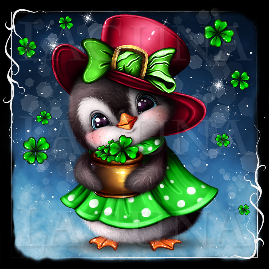 Leprechaun Penguin with Shamrock