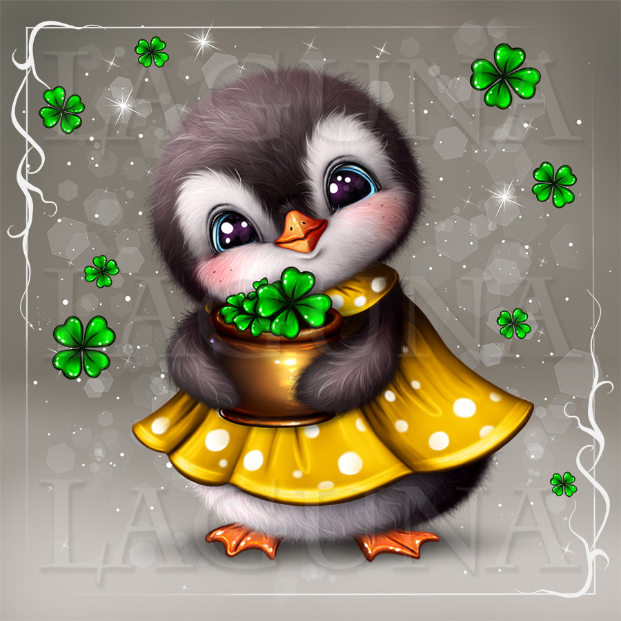 Leprechaun Penguin with Shamrock