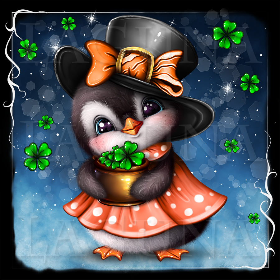Leprechaun Penguin with Shamrock