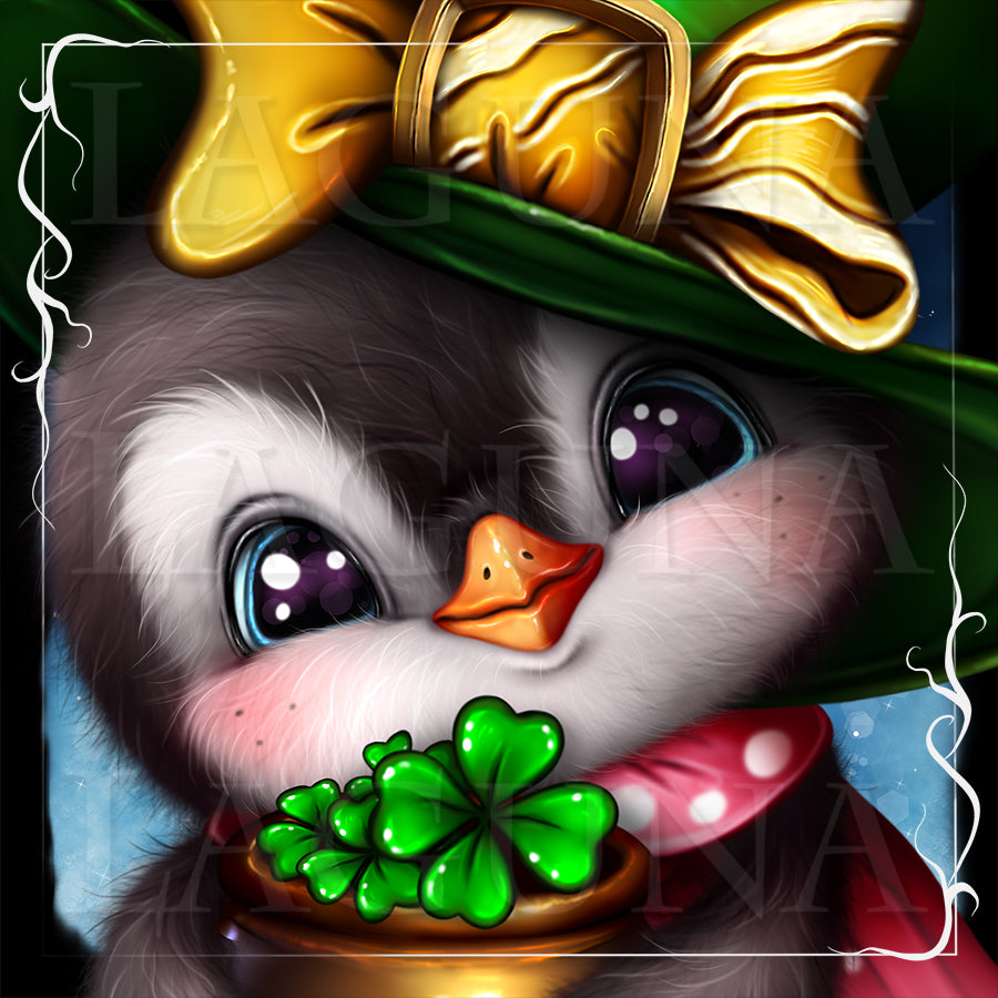 Leprechaun Penguin with Shamrock