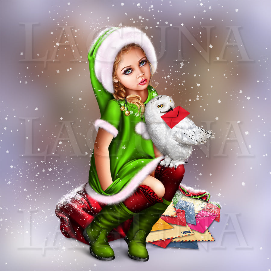 Letter to Santa (Little Girl with Owl)