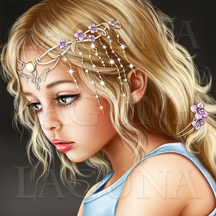 Little Fairy with Lantern and Kitten