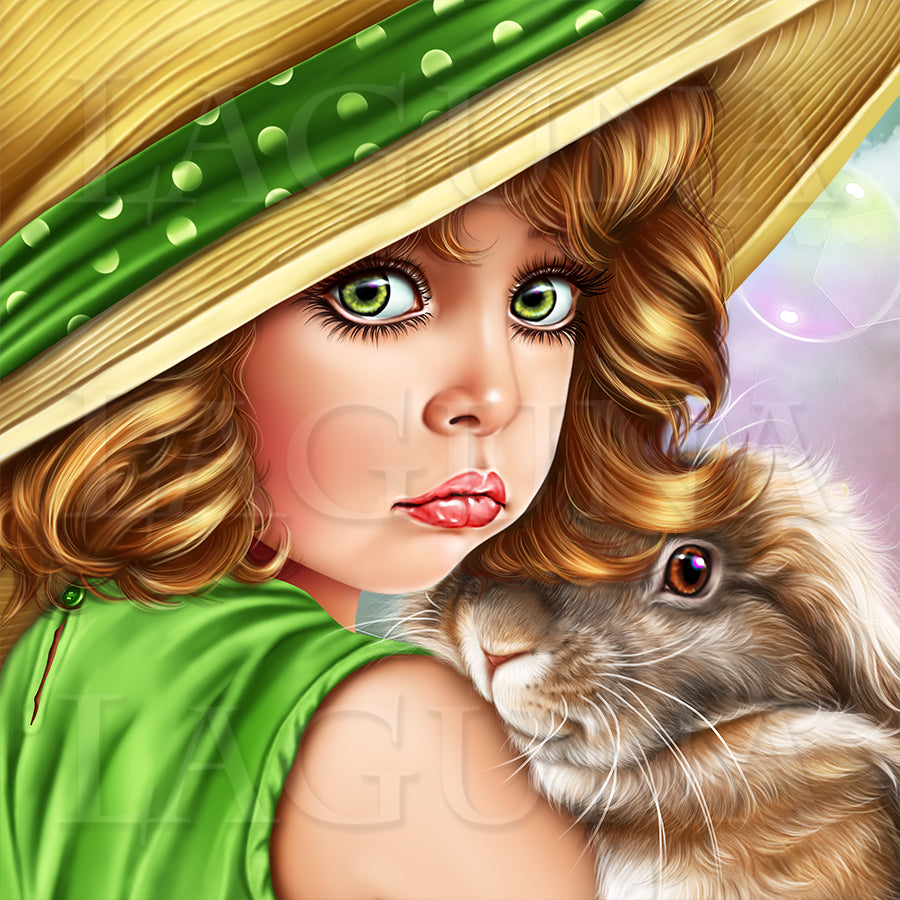 Little Girl Hugging a Bunny