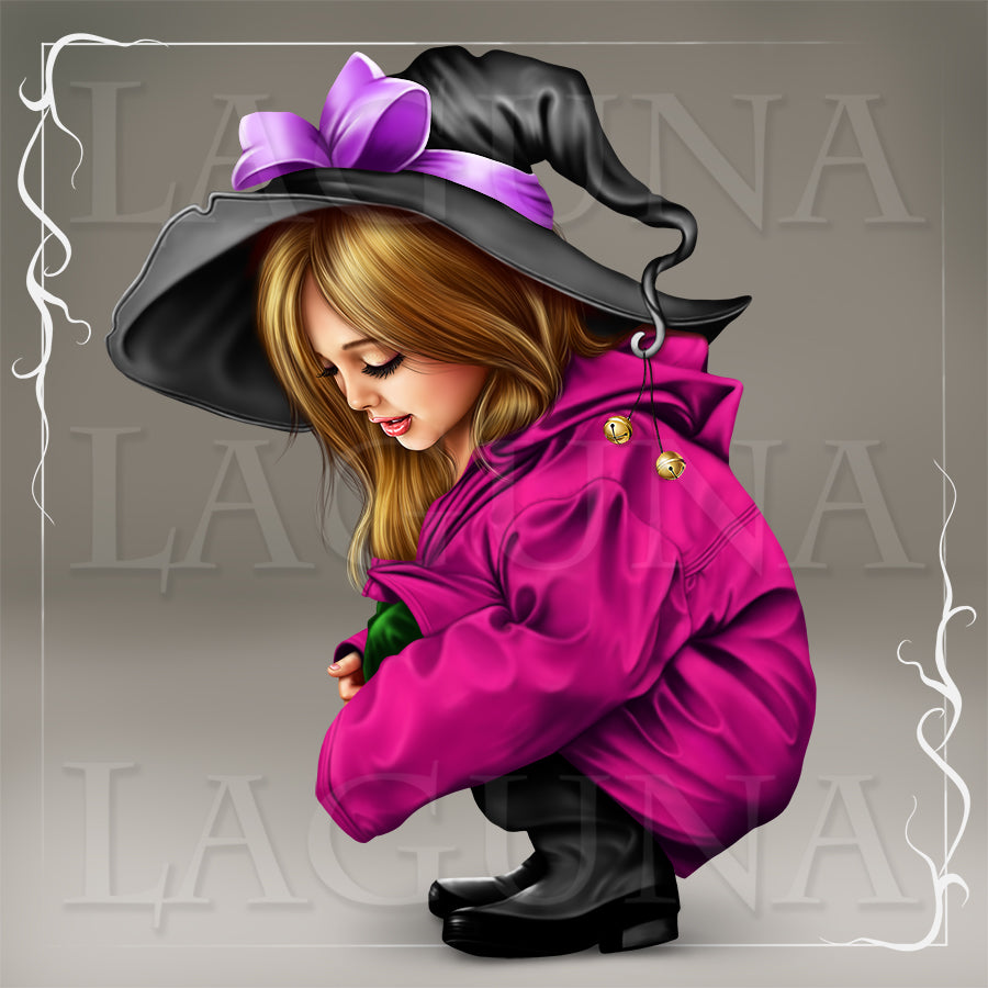 Little Girl in Raincoat with a Kitty