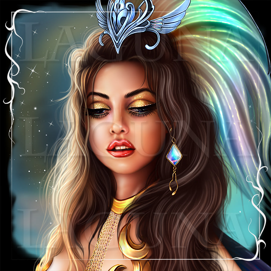 Mermaid, Crescent Moon and Goldfish