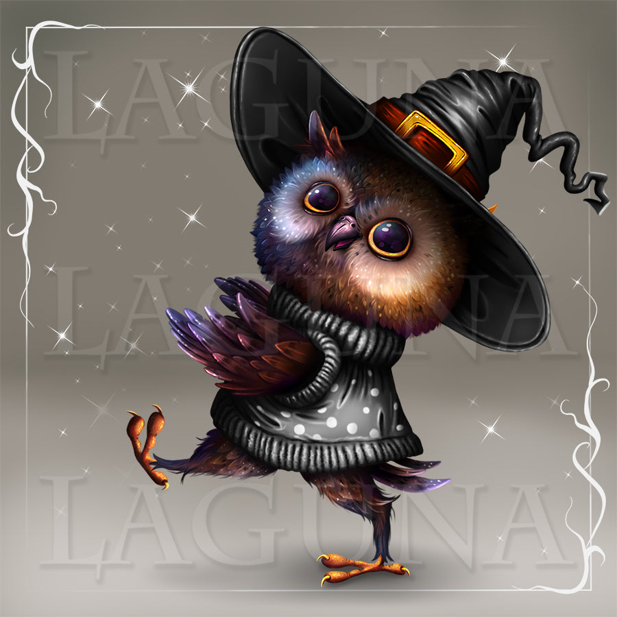 Owl with Halloween Pumpkin