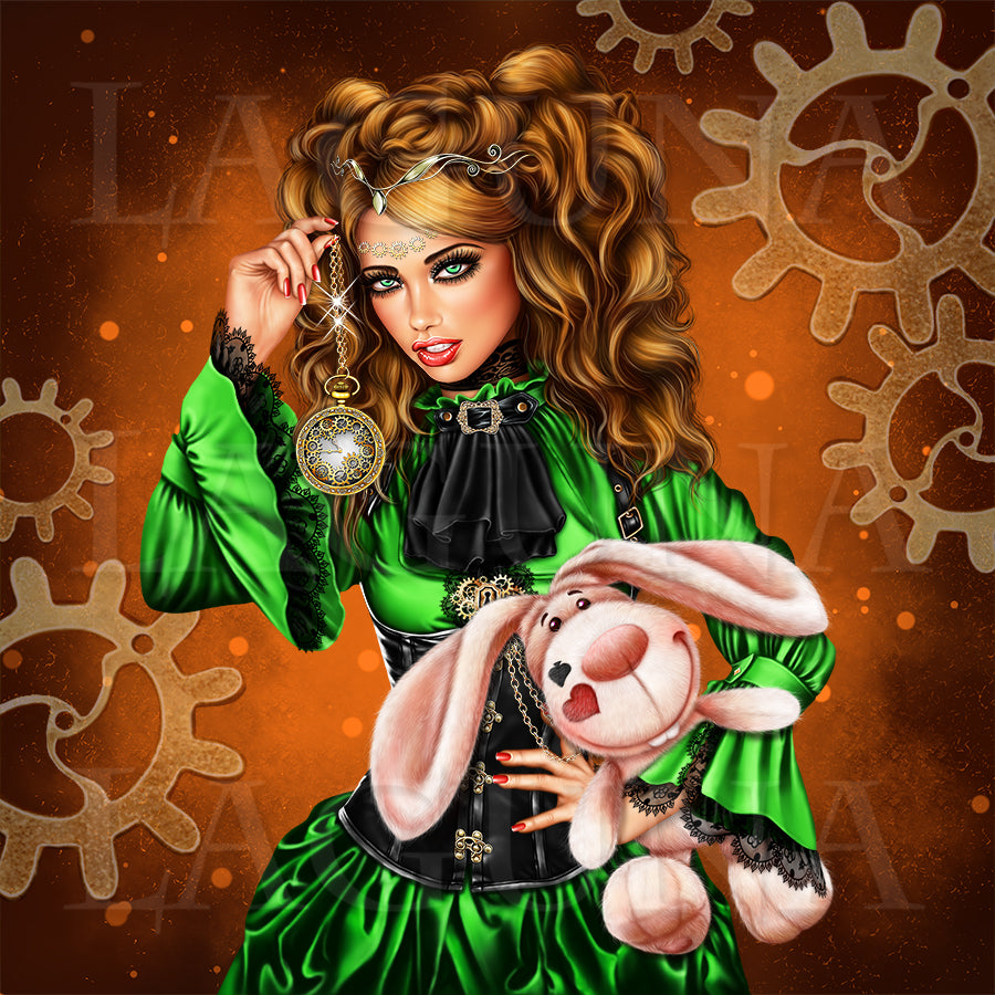 Steampunk Alice with Rabbit