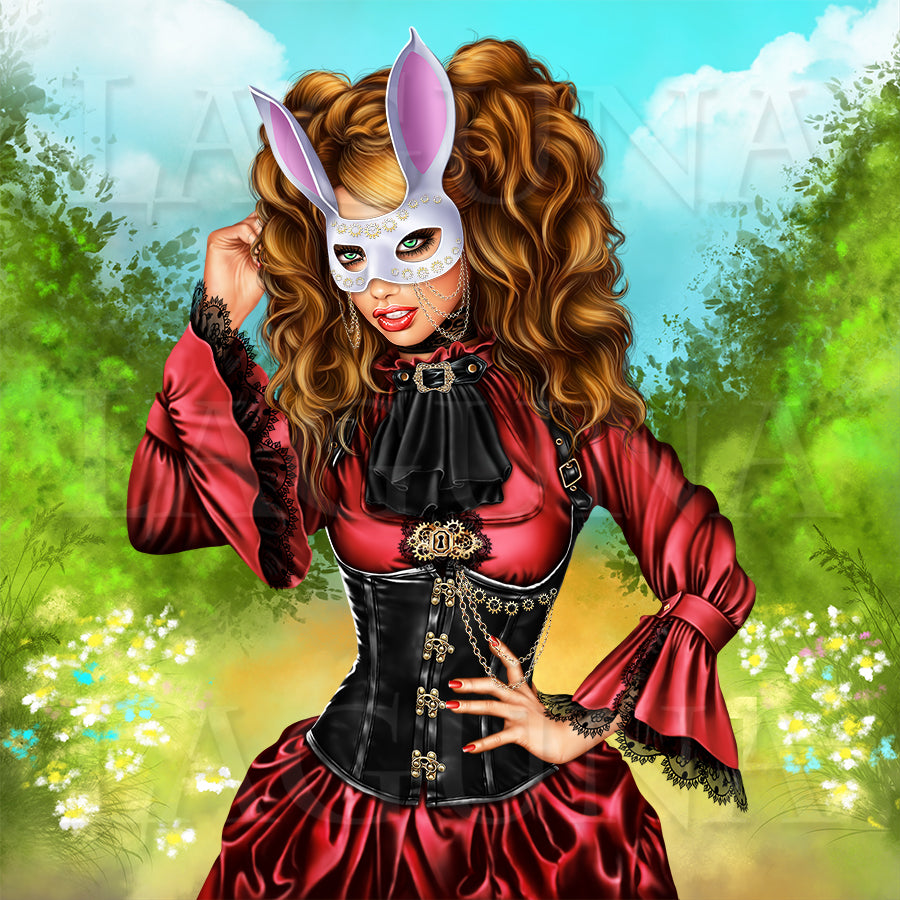 Steampunk Alice with Rabbit