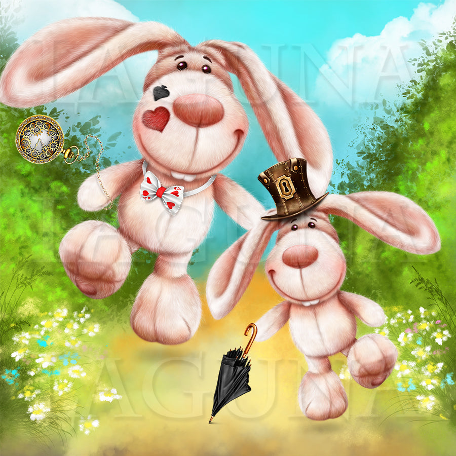 Steampunk Alice with Rabbit