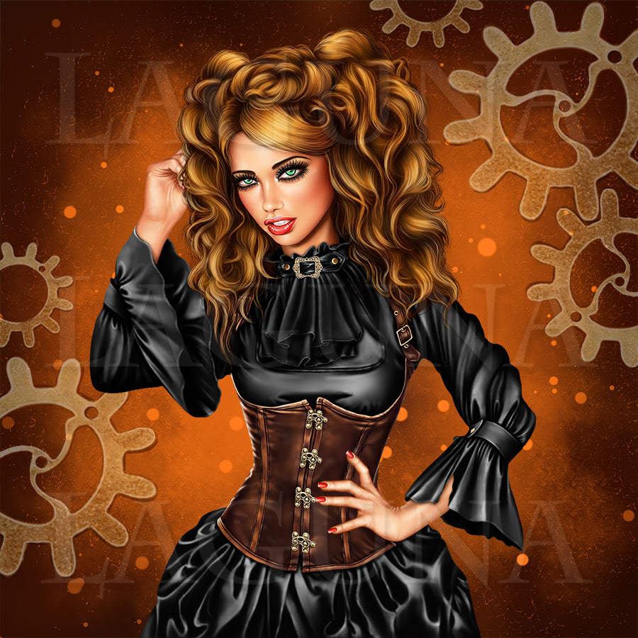 Steampunk Alice with Rabbit