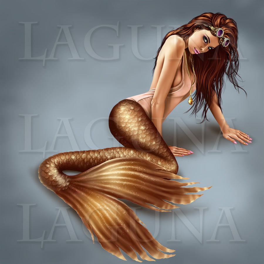 Steampunk Mermaid with a Sea Lion
