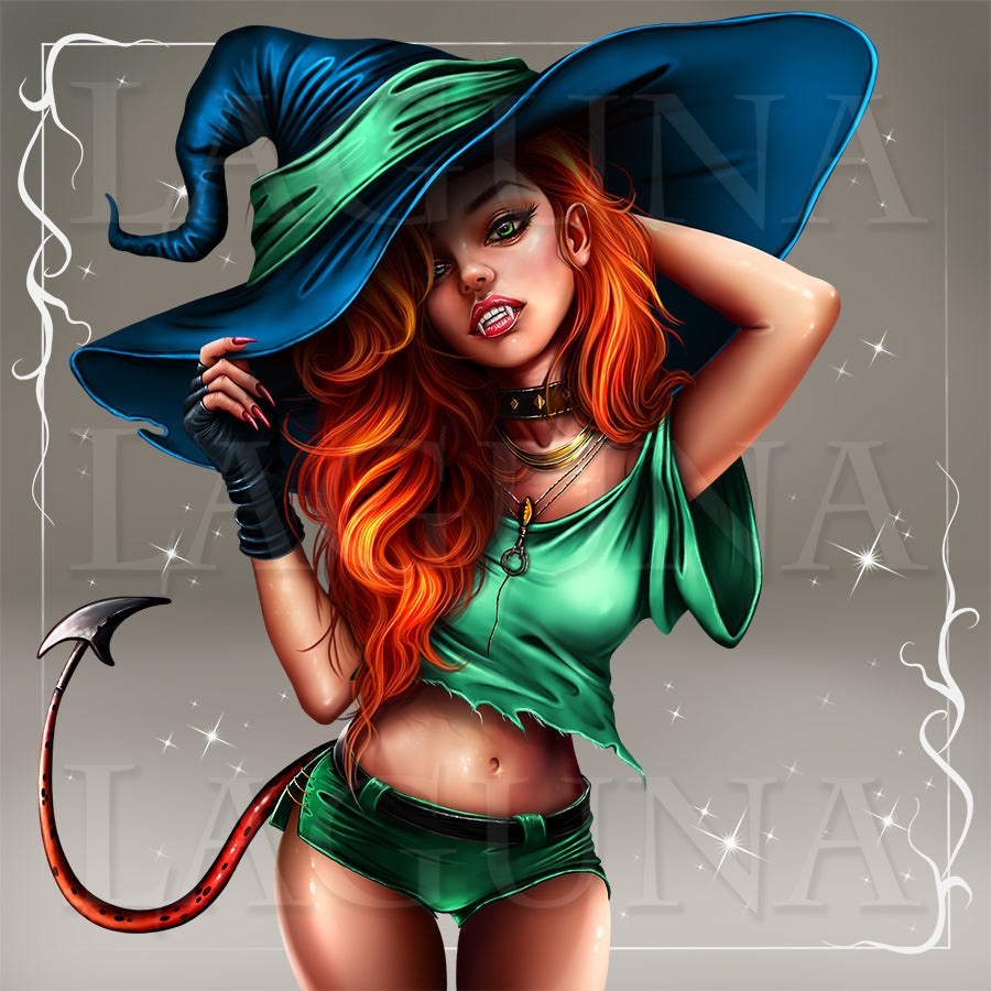 Vampire Girl with Kitty in Bag