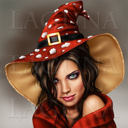 Amanita Witch with a Kitty
