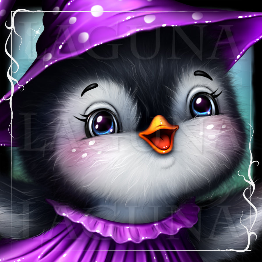 Close-up of a kawaii baby penguin.