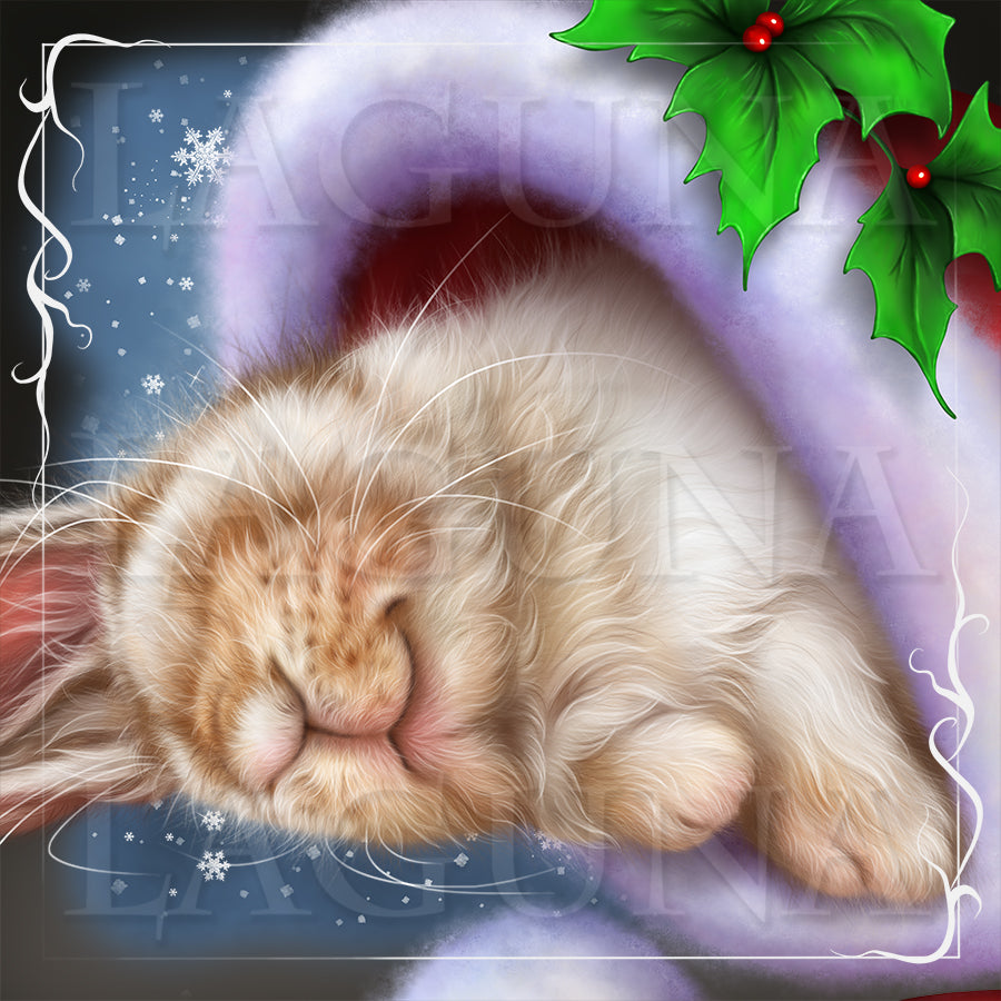 Bunny Sleeping in Santa Hat