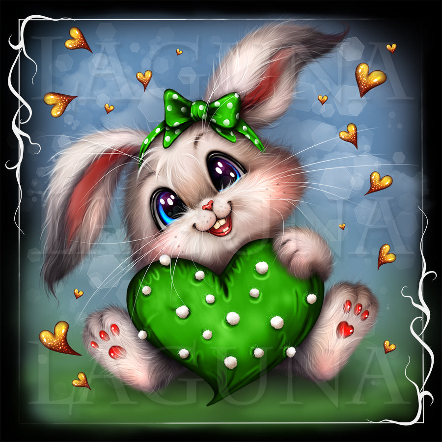 Bunny with Heart-Shaped Cushion