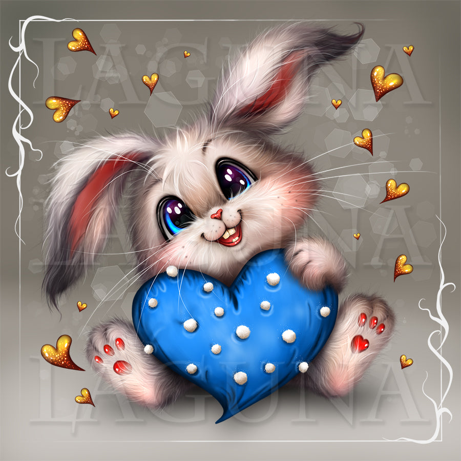 Bunny with Heart-Shaped Cushion